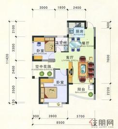 【A4户型图】2室2厅1卫1厨