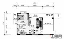 【B1户型图】1室2厅1卫1厨