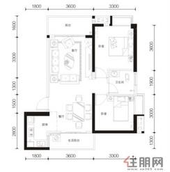 【翡翠园3/5#户型5】2室2厅1卫1厨2阳台