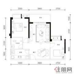 【翡翠园3/5#户型6】2室2厅1卫1厨1阳台