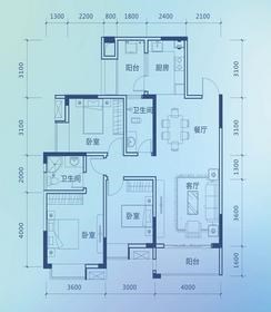 【彰泰新城2#A2户型122㎡三房】3室2厅2卫1厨