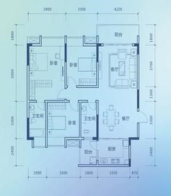 【彰泰新城11#I1户型132㎡三房】3室2厅2卫1厨