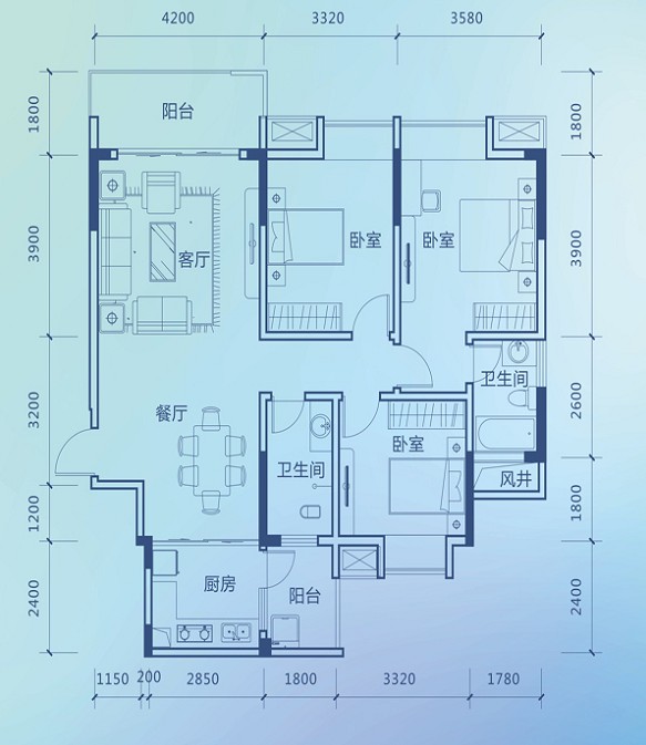 彰泰新城彰泰新城11#i2户型121㎡三房0室0厅0卫121.00㎡