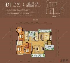 【龙湖御景D1户型】3室3厅3卫1厨3阳台