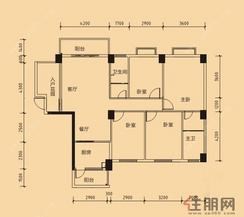 【户型渲染C3装修前】4室2厅2卫1厨3阳台