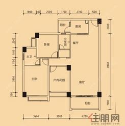 【户型渲染B2装修前】2室2厅2卫1厨3阳台