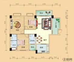【户型渲染C1装修后】3室2厅2卫1厨3阳台