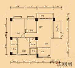 【户型渲染C1装修前】3室2厅2卫1厨3阳台