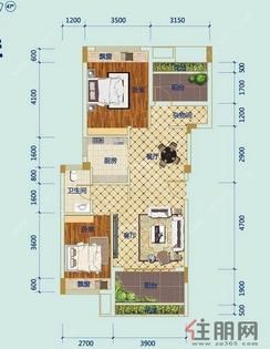 【46#、47#楼-A户型图】2室2厅1卫1厨2阳台