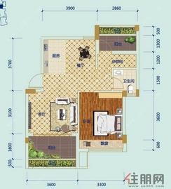 【46#、47#楼-C1、C2户型图】1室2厅1卫1厨2阳台