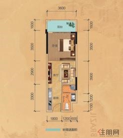 【公寓2栋E户型】1室1厅1卫1厨1阳台
