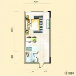 【昌泰千秋大厦户型图J户型】1室1厅1卫1厨