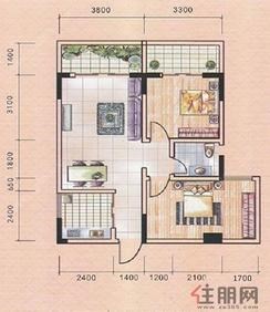 【昌泰千秋大厦户型图K户型】2室2厅1卫1厨2阳台