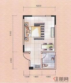 【昌泰千秋大厦户型图H户型 】1室1厅1卫1厨