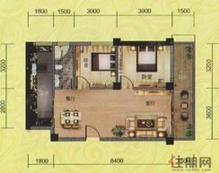 【一单元04房户型】2室2厅1卫1厨1阳台