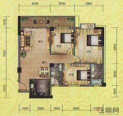 【一单元05房户型】3室2厅1卫1厨1阳台