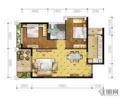 【1-4#楼03户型】2室2厅1卫1厨1阳台