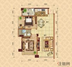 【C户型两房】2室2厅1卫1厨1阳台