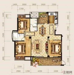 【C1户型】3室2厅2卫1厨2阳台