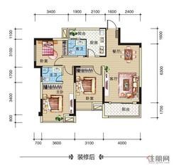 【{汇豪城二期}B户型】3室2厅2卫1厨2阳台
