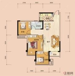 【I户型】3室2厅1卫1厨1阳台