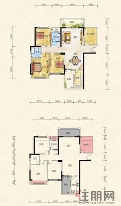 【A1/C3户型】3室2厅2卫1厨2阳台
