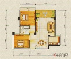 【A户型】2室2厅1卫1厨1阳台