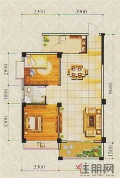 【F户型】2室2厅1卫1厨1阳台