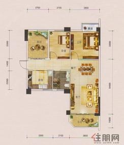 【1-A户型】2室2厅1卫1厨2阳台