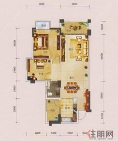 【1-B户型】2室2厅1卫1厨2阳台