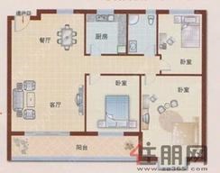 【J户型】2室2厅1卫1厨1阳台