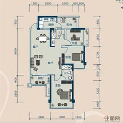 【云星钱隆御景4#A户型】3室2厅1卫1厨2阳台