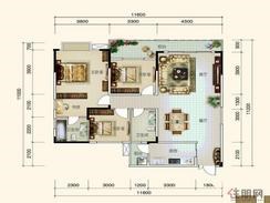 【袭汇金色维也纳A户型】3室2厅2卫1厨2阳台