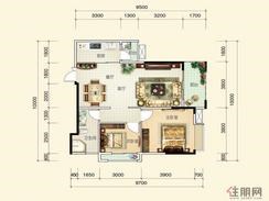 【袭汇金色维也纳B1户型】2室2厅1卫1厨2阳台