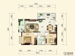 【袭汇金色维也纳B2户型】2室2厅1卫1厨1阳台