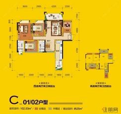 【c#户型01/02】2室2厅2卫1厨4阳台