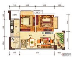 【万达公寓71.41㎡两房】2室2厅1卫1厨1阳台