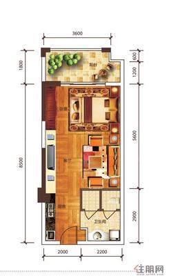 【万达公寓50.19㎡单间配套】1室1厅1卫1厨1阳台