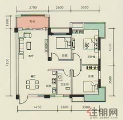 【4#楼A2户型】3室2厅1卫1厨1阳台