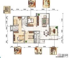 【100㎡3+2】3室2厅2卫1厨1阳台