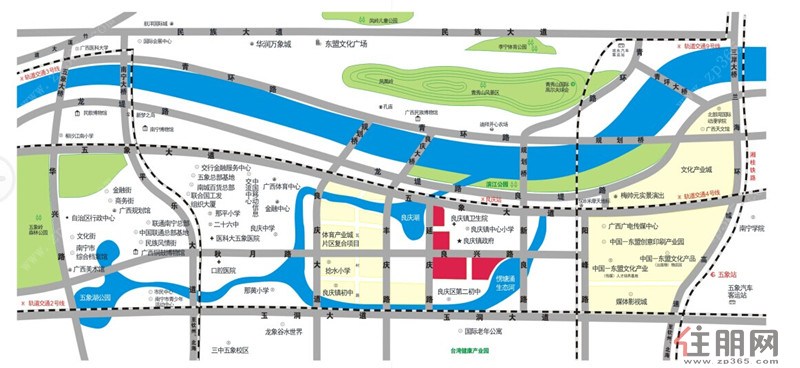 天誉花园项目介绍: 天誉花园占地面积约350亩,总建筑面积约120万平米,规划建设62栋高层、超高层住宅。共计有8892户。项目配套有约8.4万(建面)的一站式商业配套、36班的小学、18班的幼儿园、综合超市、影城、商场、生鲜超市、室内健身馆、健康步道、室内篮球馆、高级私人会所、泳池等。居住在天誉城里,可近距离享受全面的配套,解决吃喝玩乐上学等问题,满足小孩、成人、老人不同年龄段的生活需求。 天誉花园位于五象新区核心区域,北接凤岭,东临龙岗,西衔江南,更临近良庆湖,生态环境宜居。周边将建设成为企业总部基地