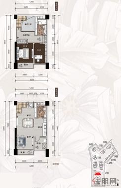 【2#50㎡loft户型】2室2厅2卫1厨2阳台