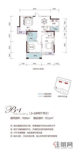 【1#B-1户型】3室2厅2卫1厨2阳台