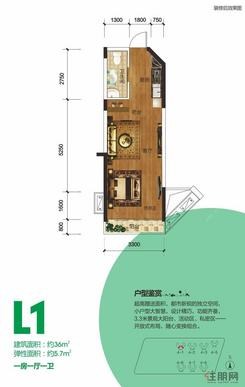 【4号地块1#楼L1户型】1室1厅1卫1厨1阳台
