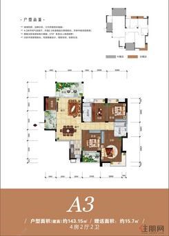 【C地块2号楼A3户型】4室2厅2卫1厨3阳台