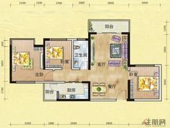 【A1户型】3室2厅1卫1厨2阳台