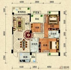 【A4户型图2】3室2厅2卫