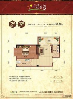 【2、3栋01/02号房】1室1厅1卫1厨1阳台