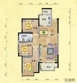 【A5户型】3室2厅1卫1厨2阳台