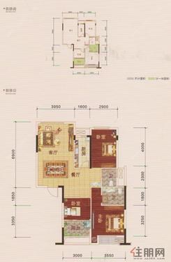 【E栋C1户型】3室2厅2卫1厨1阳台